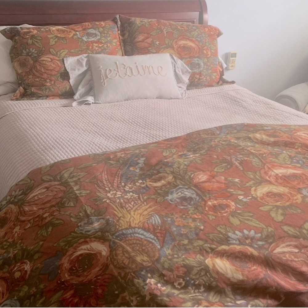 Pottery Barn king two sided duvet cover with 2 standard pillow covers.